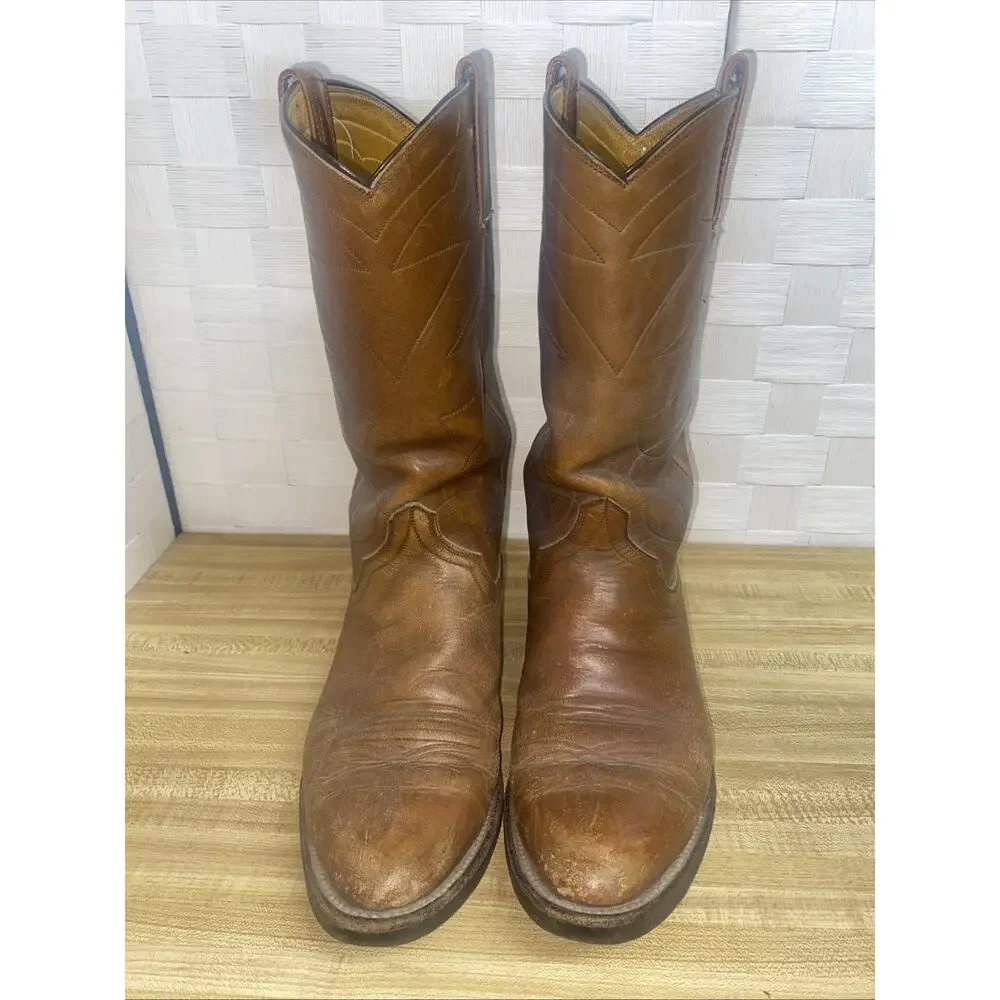 Hondo VTG 12” Tall Leather Western Cowboy Bulldog Heel Men Boots 8.5D